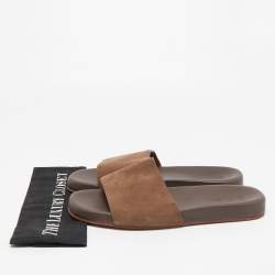 Loro Piano Brown Suede Flat Slides Size 44