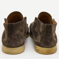 Loro Piana  Dark Grey Suede Open Walk Ankle Boots Size 45
