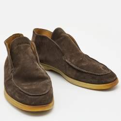 Loro Piana  Dark Grey Suede Open Walk Ankle Boots Size 45