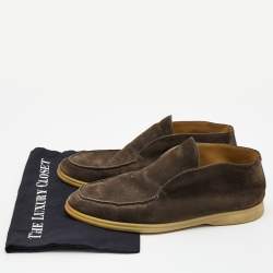Loro Piana  Dark Grey Suede Open Walk Ankle Boots Size 45