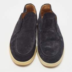 Pre Owned Loro Piana Navy Blue Suede Open Walk Ankle Boots Size 41