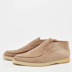 Loro Piana Beige Suede Open Walk Ankle Boots Size 40
