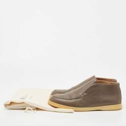 Pre Owned Loro Piana Brown Leather Open Walk Ankle Boots Size 40