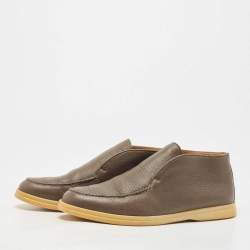 Pre Owned Loro Piana Brown Leather Open Walk Ankle Boots Size 40