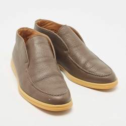 Pre Owned Loro Piana Brown Leather Open Walk Ankle Boots Size 40