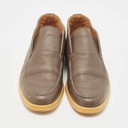 Pre Owned Loro Piana Brown Leather Open Walk Ankle Boots Size 40