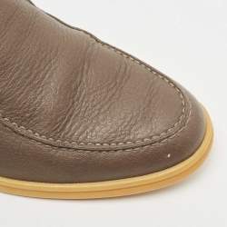 Pre Owned Loro Piana Brown Leather Open Walk Ankle Boots Size 40