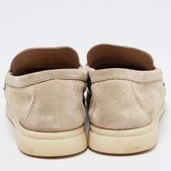 Pre Owned Loro Piana Light Grey Suede Summer Charms Walk Loafers Size 41.5 