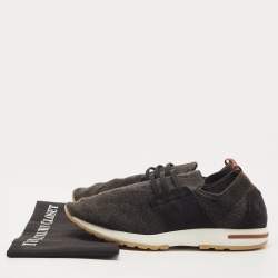 Pre Owned Loro Piana Black Knit Fabric and Suede 360 LP Flexy Walk Sneakers Size 44