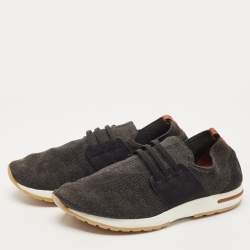 Pre Owned Loro Piana Black Knit Fabric and Suede 360 LP Flexy Walk Sneakers Size 44