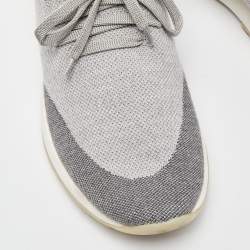 Pre Owned Loro Piana Grey Knit Fabric and Leather 360 Flexy Walker Slip On Sneakers Size 40
