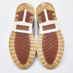 Pre Owned Loro Piana Grey Knit Fabric and Leather 360 Flexy Walker Slip On Sneakers Size 40