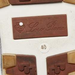 Pre Owned Loro Piana Grey Knit Fabric and Leather 360 Flexy Walker Slip On Sneakers Size 40