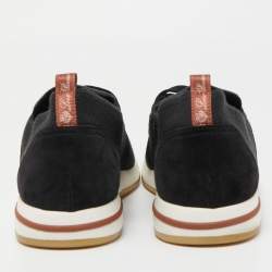 Loro Piana Black Knit Fabric and Suede 360 LP Flexy Walk Sneakers Size 44