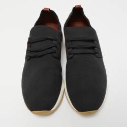 Loro Piana Black Knit Fabric and Suede 360 LP Flexy Walk Sneakers Size 44