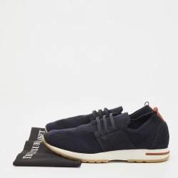 Loro Piana Black Knit Fabric and Suede 360 LP Flexy Walk Sneakers Size 44