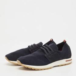 Loro Piana Black Knit Fabric and Suede 360 LP Flexy Walk Sneakers Size 44