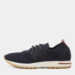 Loro Piana Black Knit Fabric and Suede 360 LP Flexy Walk Sneakers Size 44