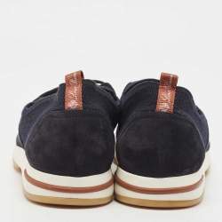 Loro Piana Black Knit Fabric and Suede 360 LP Flexy Walk Sneakers Size 44