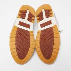 مملوكة مسبقًا Loro Piana Grey/Cream Knit Fabric and Leather 360 Flexy Walker Slip On Sneakers Size 43