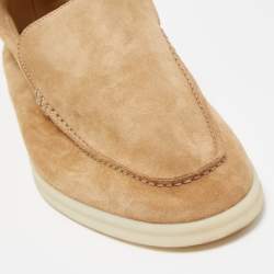 Pre Owned Loro Piana Beige Suede Summer Walk Loafers Size 47