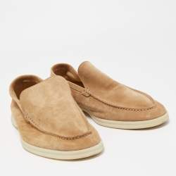 Pre Owned Loro Piana Beige Suede Summer Walk Loafers Size 47