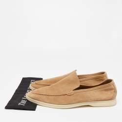 Pre Owned Loro Piana Beige Suede Summer Walk Loafers Size 47