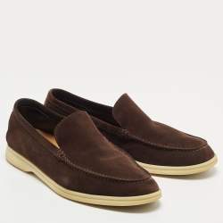 مملوكة مسبقًا Loro Piana Brown Suede Summer Walk Loafers Size 42.5