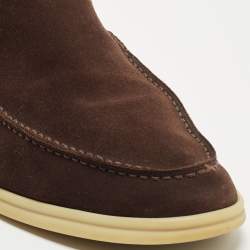 مملوكة مسبقًا Loro Piana Brown Suede Summer Walk Loafers Size 42.5