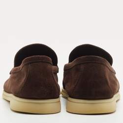 مملوكة مسبقًا Loro Piana Brown Suede Summer Walk Loafers Size 42.5