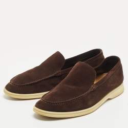 مملوكة مسبقًا Loro Piana Brown Suede Summer Walk Loafers Size 42.5