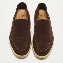 مملوكة مسبقًا Loro Piana Brown Suede Summer Walk Loafers Size 42.5