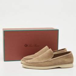 Pre Owned Loro Piana Brown Suede Summer Walk Slip On Loafers Size 42.5