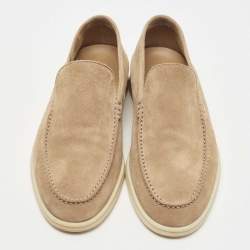 Pre Owned Loro Piana Brown Suede Summer Walk Slip On Loafers Size 42.5