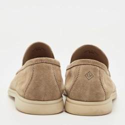Pre Owned Loro Piana Brown Suede Summer Walk Slip On Loafers Size 42.5