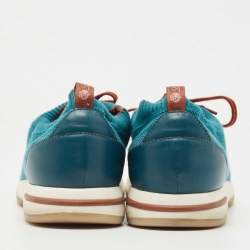 Pre Owned Loro Piana Teal Knit Fabric 360 LP Flexy Walk Sneakers Size 44