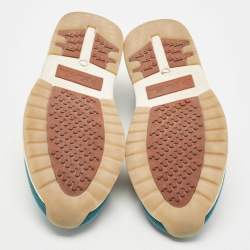 Pre Owned Loro Piana Teal Knit Fabric 360 LP Flexy Walk Sneakers Size 44
