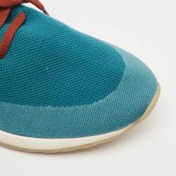 Pre Owned Loro Piana Teal Knit Fabric 360 LP Flexy Walk Sneakers Size 44