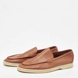 Pre Owned Loro Piana Brown Leather Summer Walk Loafers Size 40