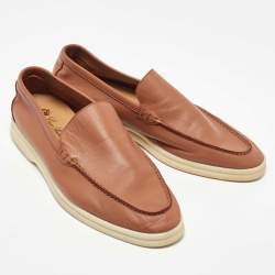 Pre Owned Loro Piana Brown Leather Summer Walk Loafers Size 40