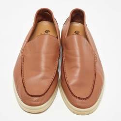 Pre Owned Loro Piana Brown Leather Summer Walk Loafers Size 40