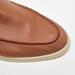 Pre Owned Loro Piana Brown Leather Summer Walk Loafers Size 40
