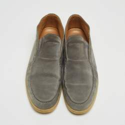 Pre Owned Loro Piana Grey Suede Open Walk Chukka Boots Size 44