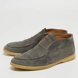 Pre Owned Loro Piana Grey Suede Open Walk Chukka Boots Size 44