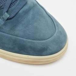 مملوكة مسبقًا Loro Piana Blue Nubuck Leather Soho Walk Low Top Sneakers Size 44