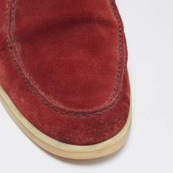 Pre Owned Loro Piana Burgundy Suede Summer Walk Loafers Size 44