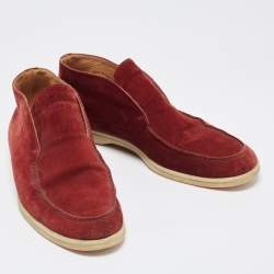 Pre Owned Loro Piana Burgundy Suede Summer Walk Loafers Size 44
