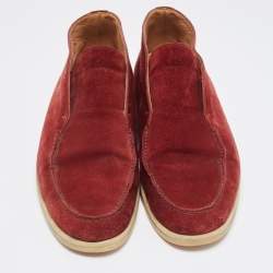 Pre Owned Loro Piana Burgundy Suede Summer Walk Loafers Size 44