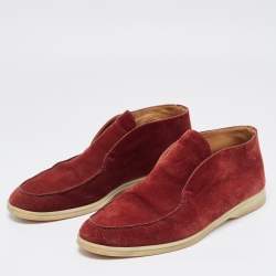 Pre Owned Loro Piana Burgundy Suede Summer Walk Loafers Size 44
