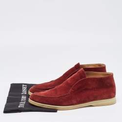 Pre Owned Loro Piana Burgundy Suede Summer Walk Loafers Size 44